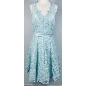 MORI LEE BY MADELINE GARDNER WOMENS LACE FIT FLARE Pastel Blue FORMAL 8? Fairy